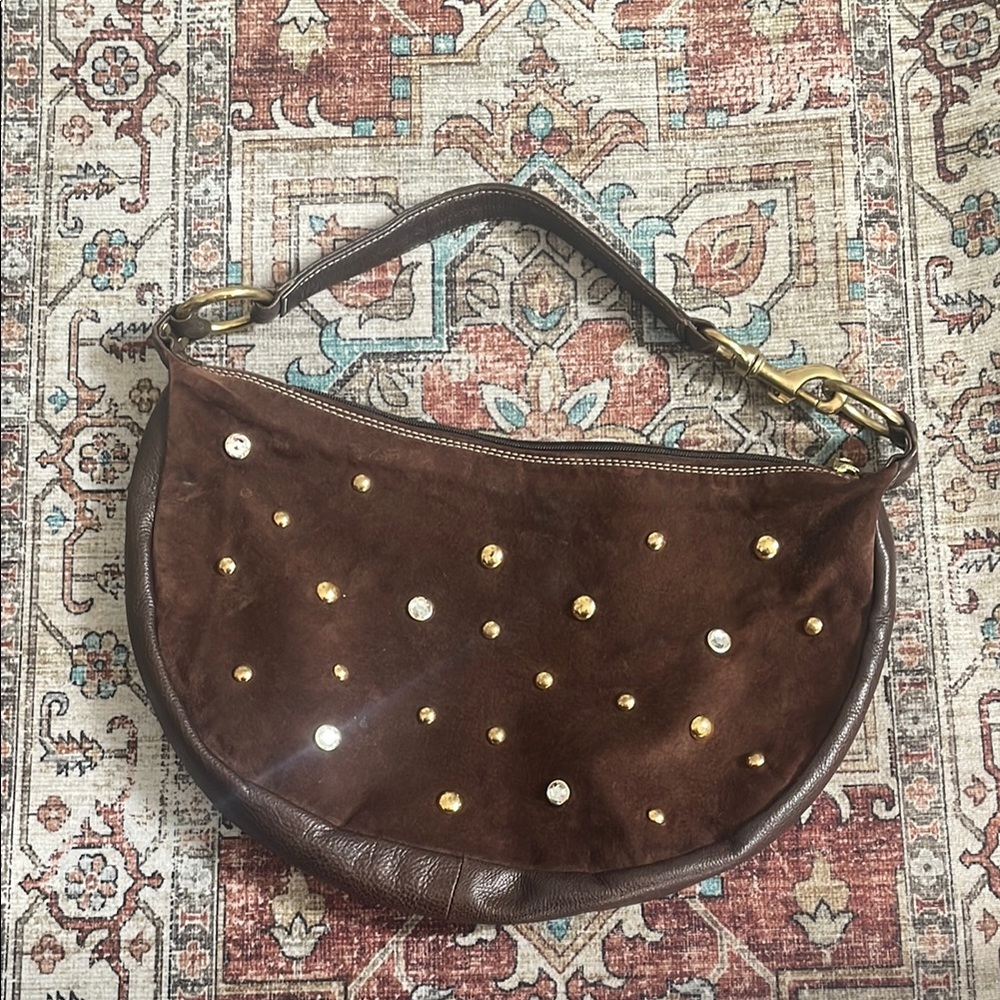 Kiki Pearl Brown and Gold Studded Women's Bag
